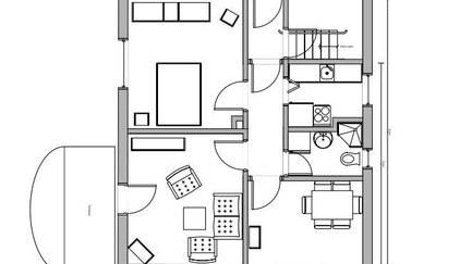 Übersichtlicher Grundriss der Ferienwohnung Falke in Fürth mit allen Räumen