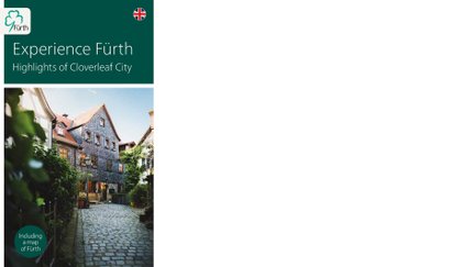 Broschüre „Experience-Fuerth“ auf Englisch mit Infos zu Sehenswürdigkeiten, Kultur, Events und vieles mehr
