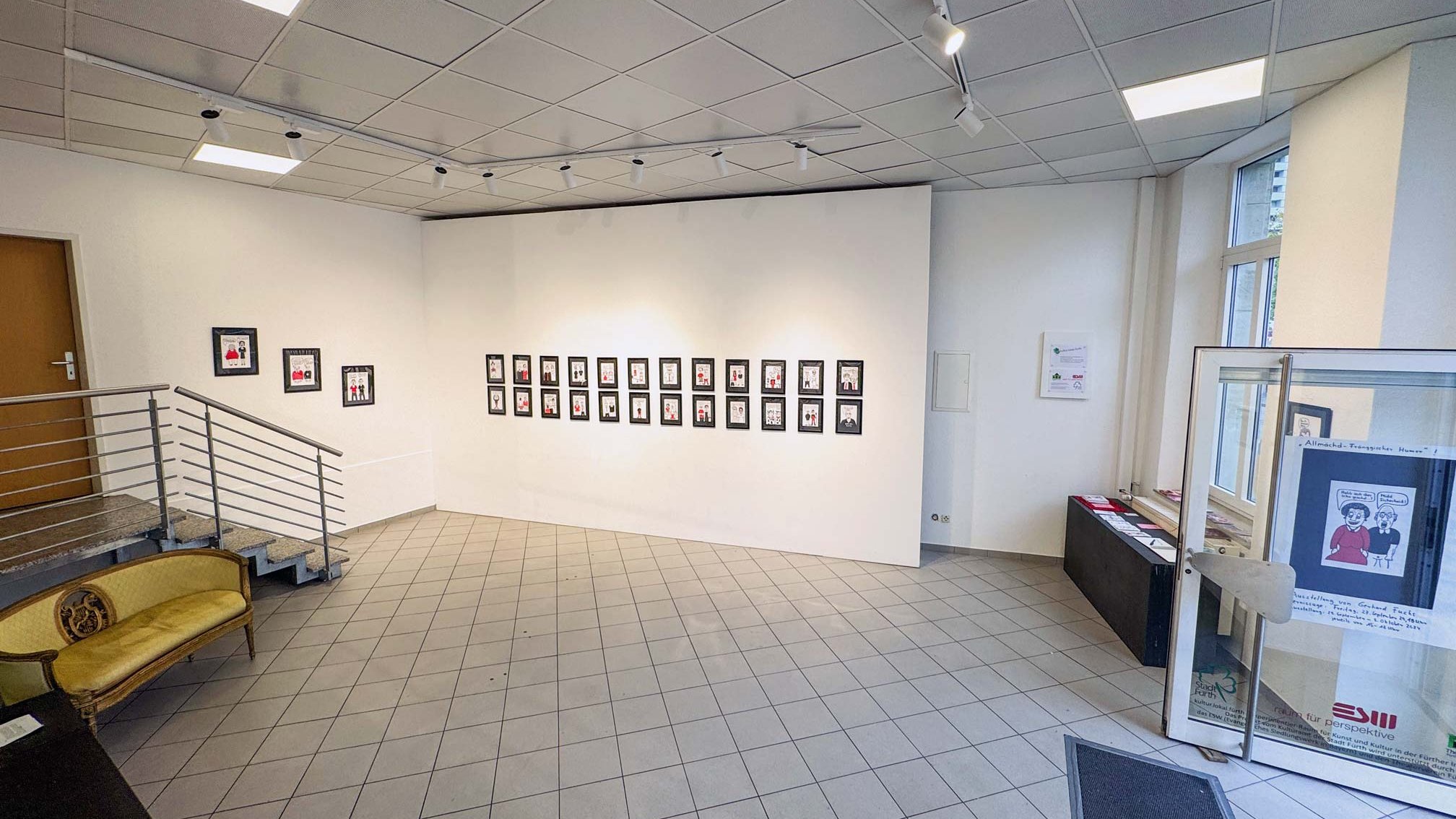 Offener, kompakter Raum im kultur.lokal.fürth der Künstlerinnen und Künstlern Sichtbarkeit und Platz für kreative Projekte bietet.