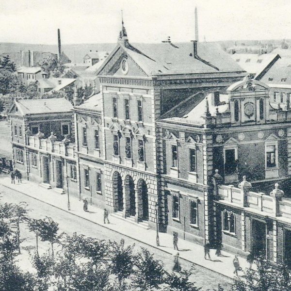 Historischer Ludwigsbahnhof auf der heutigen Fürther Freiheit mit markanter Architektur