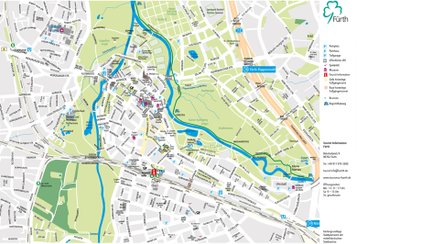 Stadtplan Fürth mit allen wichtigen Orten, Wegen und Highlights